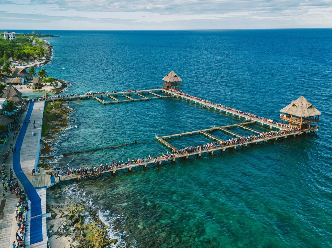 Vista aérea de las playas y arrecifes de Cozumel